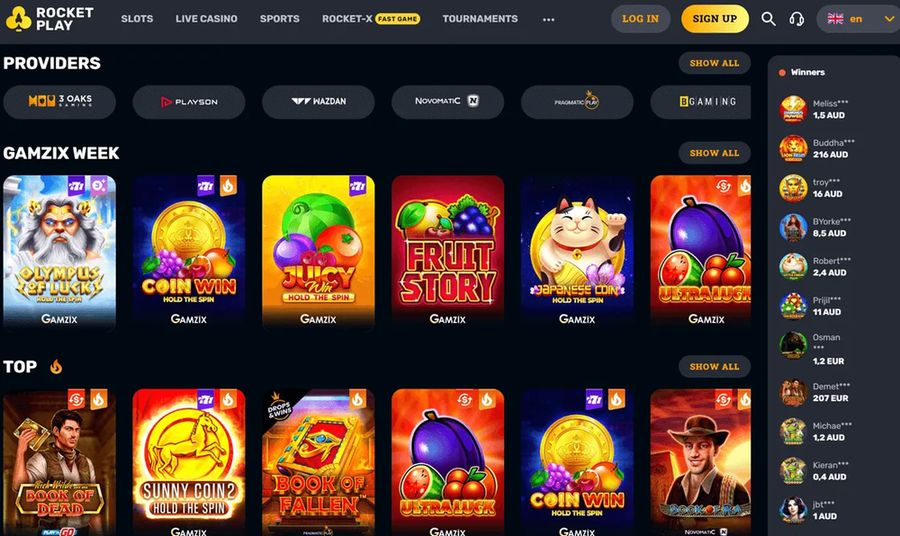 RocketPlay Casino Lobby – Pokies & Slots
